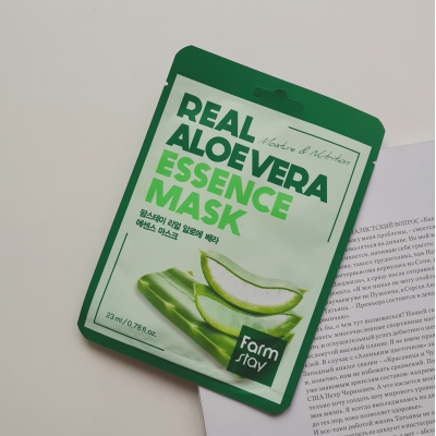Заживляющая, увлажняющая тканевая маска с экстрактом алое FarmStay REAL ESSENCE ALOE MASK 