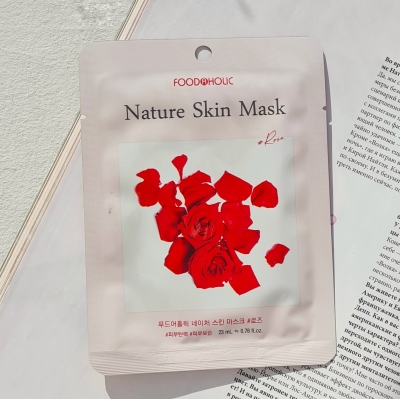 Увлажняющая, освежающая тканевая маска для лица с экстрактом розы FOODAHOLIC Nature Skin Mask Rose 